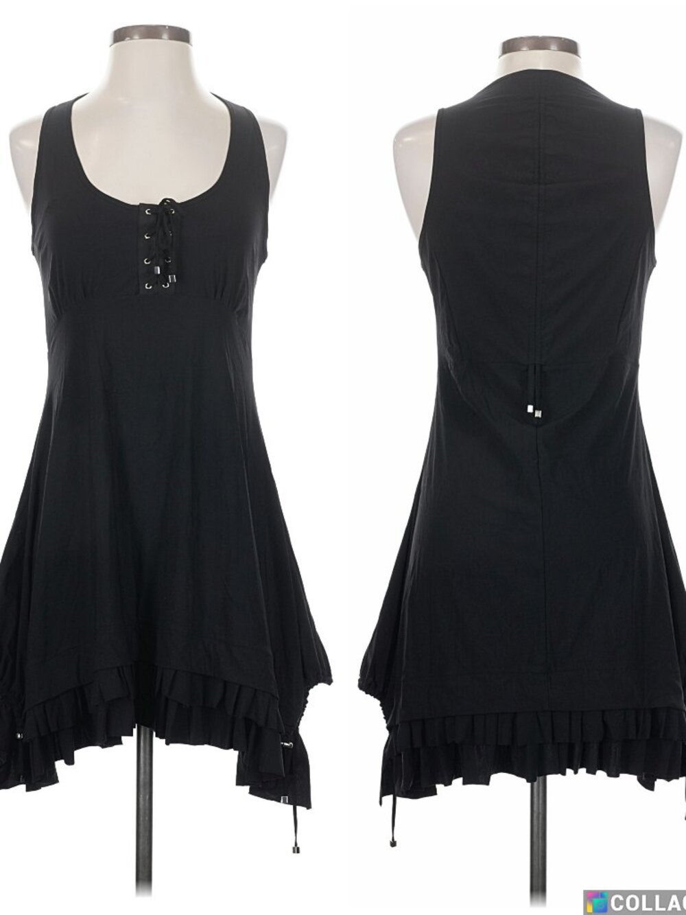 Sunlight Paris Valbonne Tank Dress Travel Trapeze Ruched Black Size 4